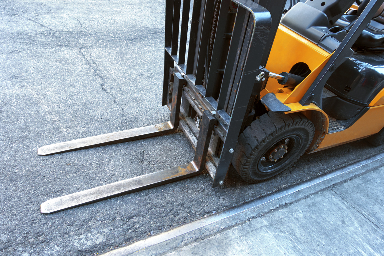 close up of fork lift blades